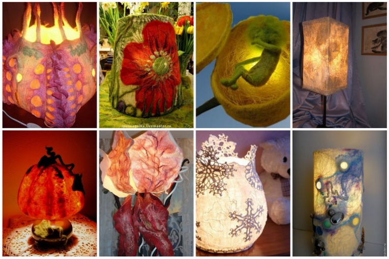 Sun-dried nightlights and table lamps from felt photo