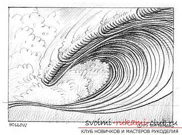 Lesson of drawing a sea wave. Photo Number 19