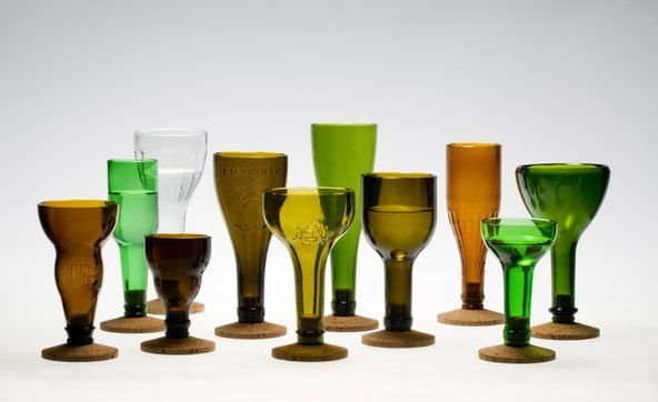 чаши - занаяти от стъклени бутилки