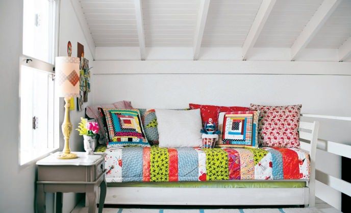 Accessories patchwork in the interior of the Scandinavian style
