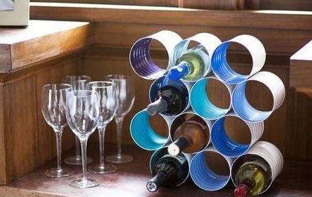 stand for wine bottles made of cans