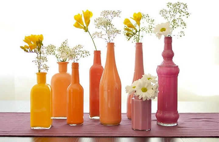 crafts from glass bottles - vases 