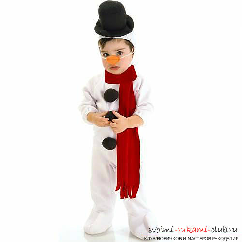 New Year costumes with their own hands, how to make a snowman costume yourself, options and examples of making certain details of a suit .. Photo # 3