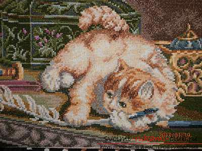 Scheme of embroidery of F. Busch's painting "A kitten with a feather". Photo №1