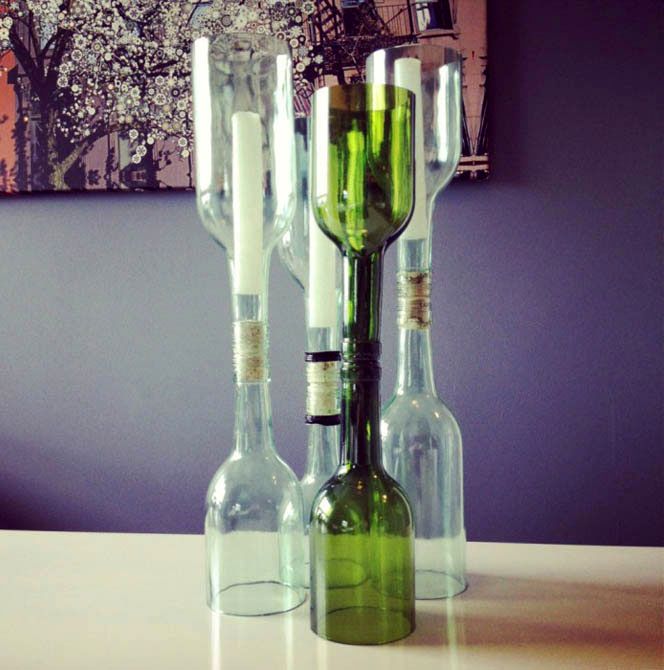 candlesticks from glass bottles