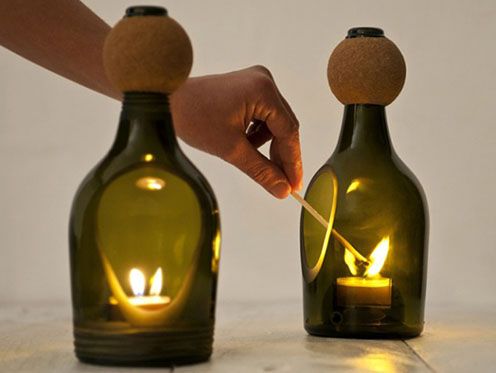 candlesticks from wine bottles