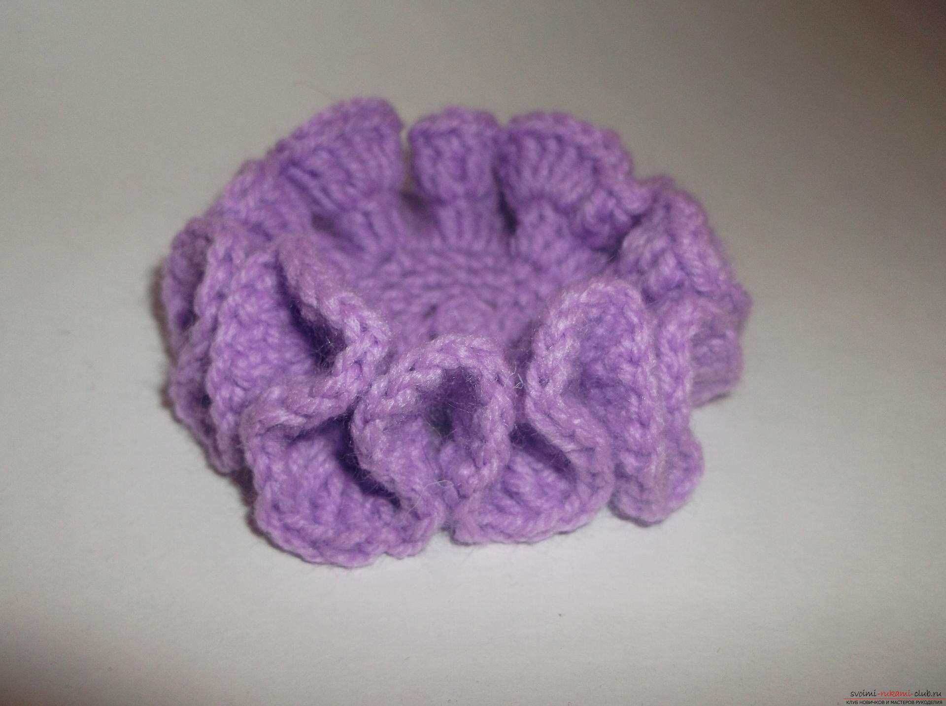A lesson on crochet crochet lilac poppy. Photo №5