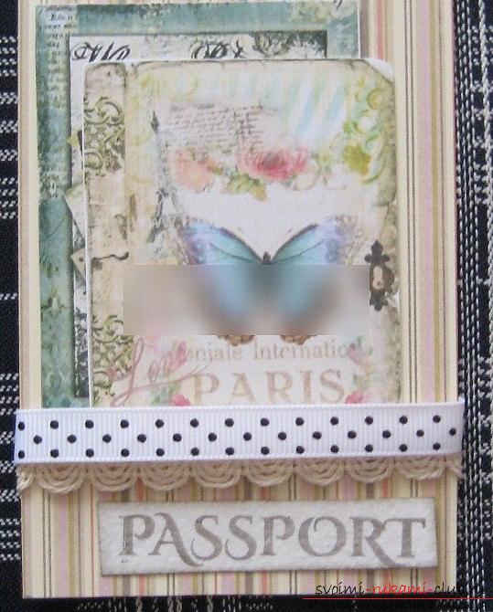 Decoration of the cover for a passport in the form of a Parisian motif - step-by-step scrapbooking. Photo №4