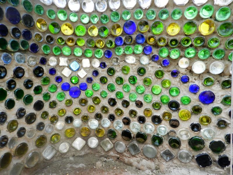 wall of glass bottles