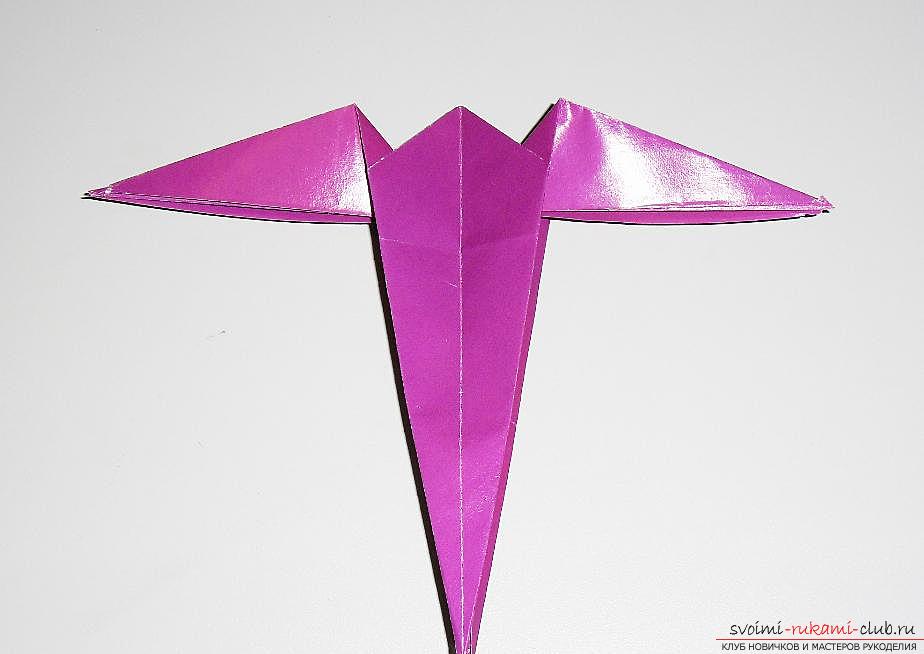 Crafting a swallow from paper in origami technique. Photo # 24
