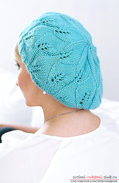We knit an interesting model of beret with knitting needles. Photo №5