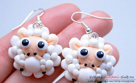 Lambs in the form of earrings - how to make New Year's earrings from polymer clay own hands ?. Photo №1