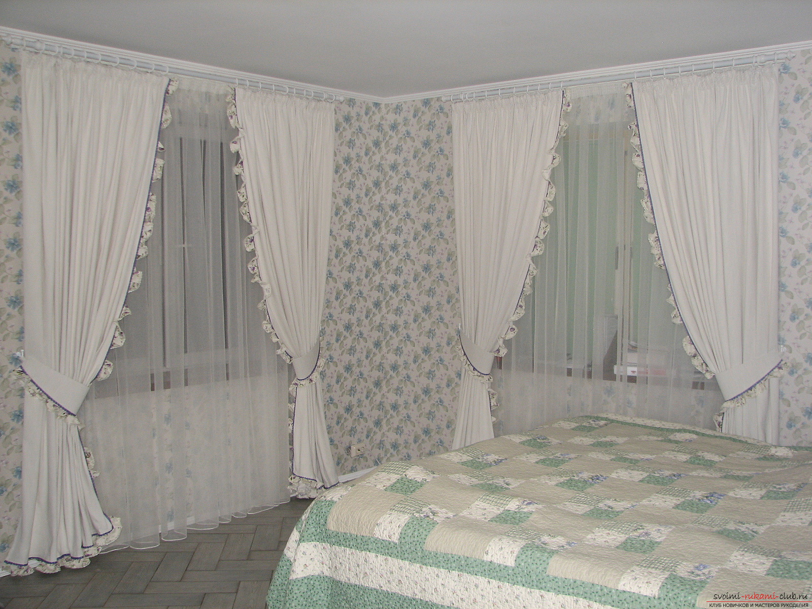 curtains for the bedroom with their own hands. Photo №1