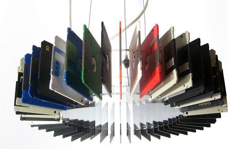 Chandelier from floppy disks