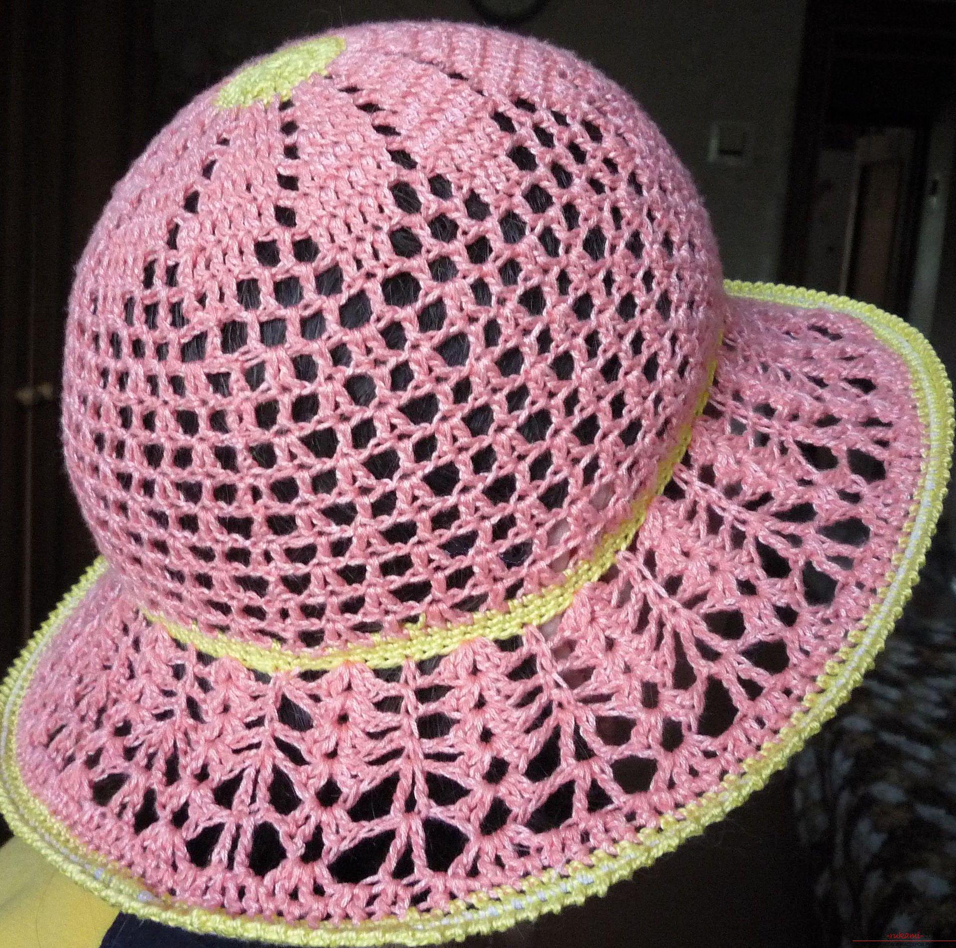 This detailed master class contains crochet lessons for beginners and will teach how to crochet a summer hat. Photo # 34