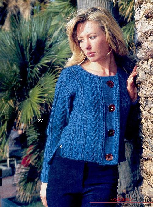 A beautiful women's jacket: we knit knitting needles with a pattern. Photo Number 9