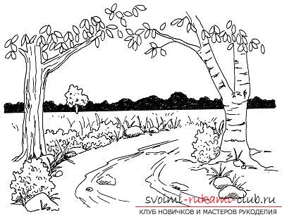 condenser pump Egomania Imagine de primăvară, peisaj cu creion simplu, desen în cinci etape