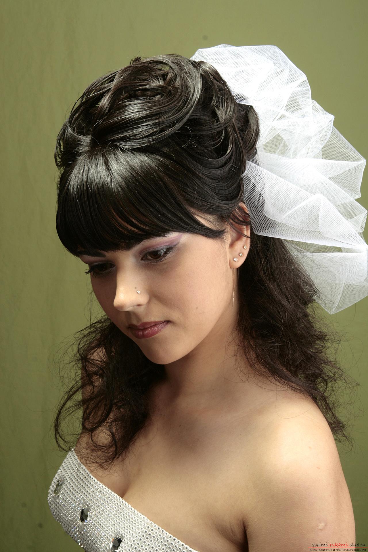 Hairstyles with bangs for the bride. Photo №1