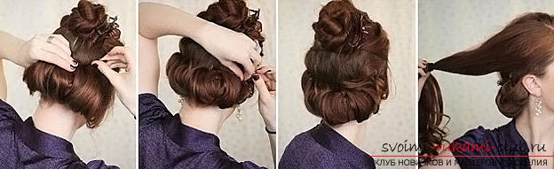 Tips for creating an evening hairstyle for medium hair, double beam-roller "Gibson" with your own hands. Picture number 3