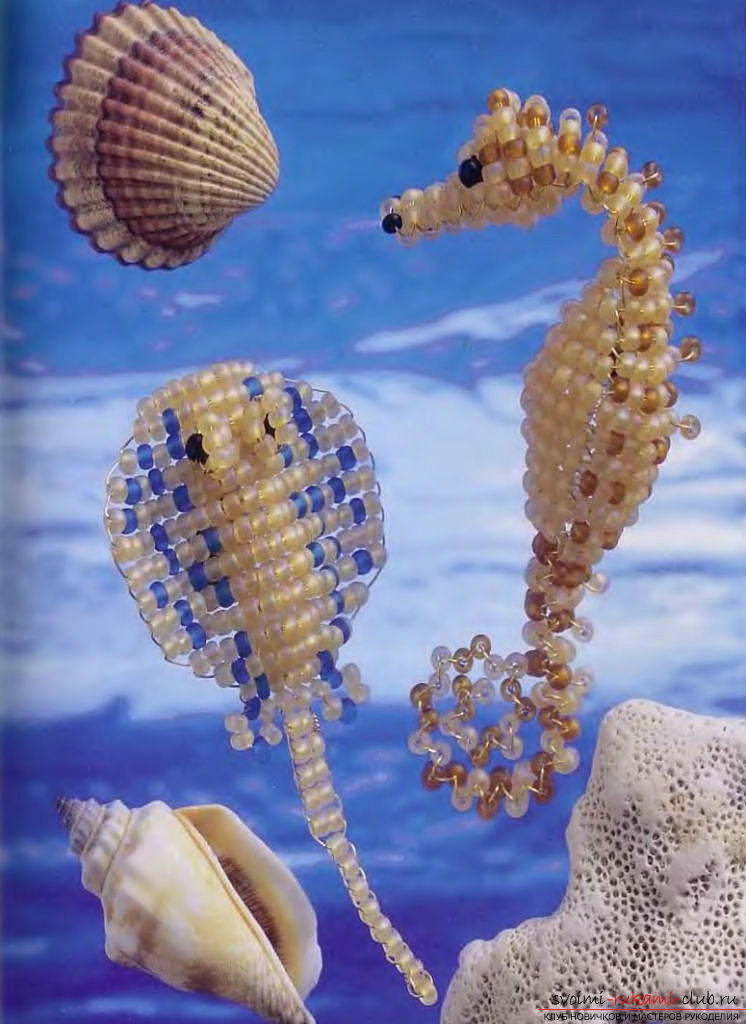 Free schemes of weaving different fish and seahorses from beads .. Photo # 5