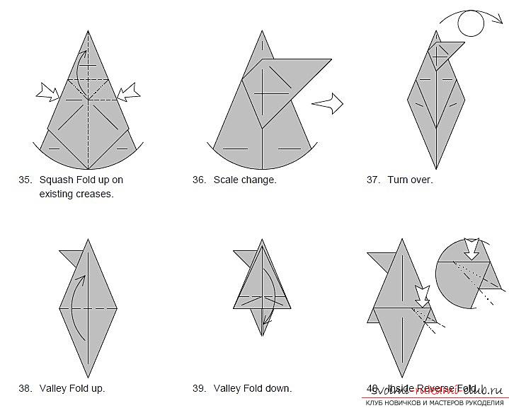 Schemes of addition of figurines of dogs in origami technique. Photo Number 11