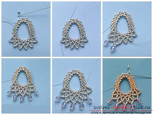 Free master classes on weaving earrings from beads with turn-based photos .. Picture №4