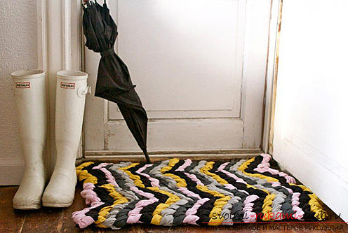 Unusual interior items, how to make a bright mat of knots with your own hands, tips, step-by-step instruction .. Photo # 1