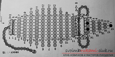 Volumetrische Schemata von Kunsthandwerk aus Perlen für die Herstellung von Spielzeug und Souvenirs mit verschiedenen Techniken der Sicke. Foto # 4