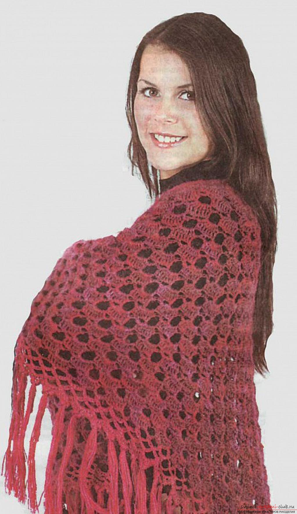 crocheted beautiful woman shawl. Photo №1