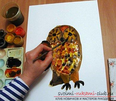 Figure owls for children, made in the technique of drawing gouache. Photo №6
