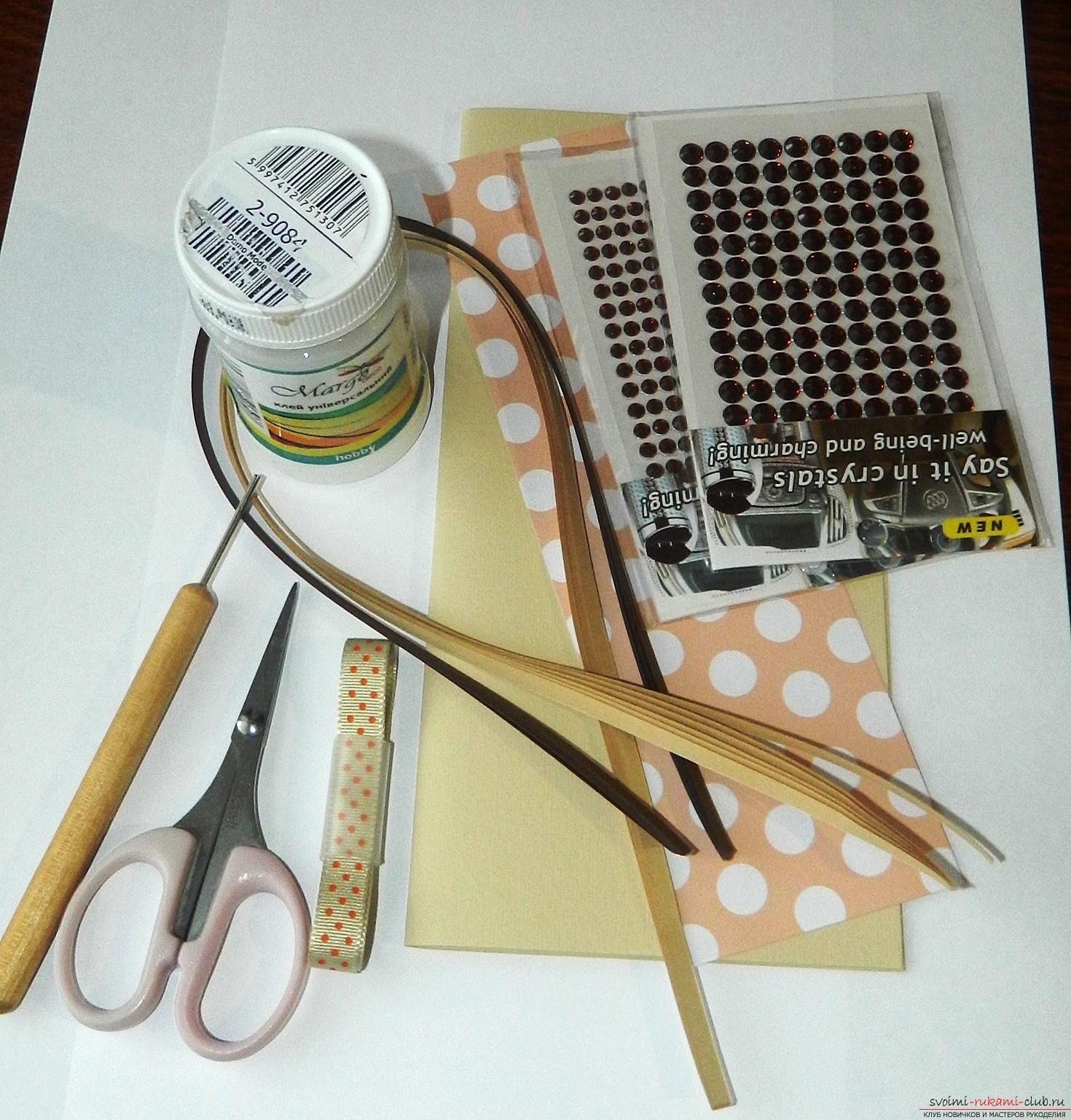 This master class will teach you how to make a postcard with your own hands in the quilling technique .. Photo # 2