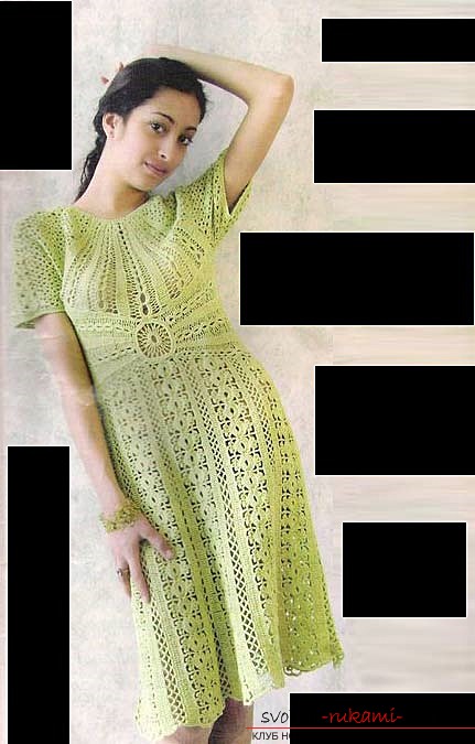 Crocheted crocheted exquisite olive-colored dress. Photo №1