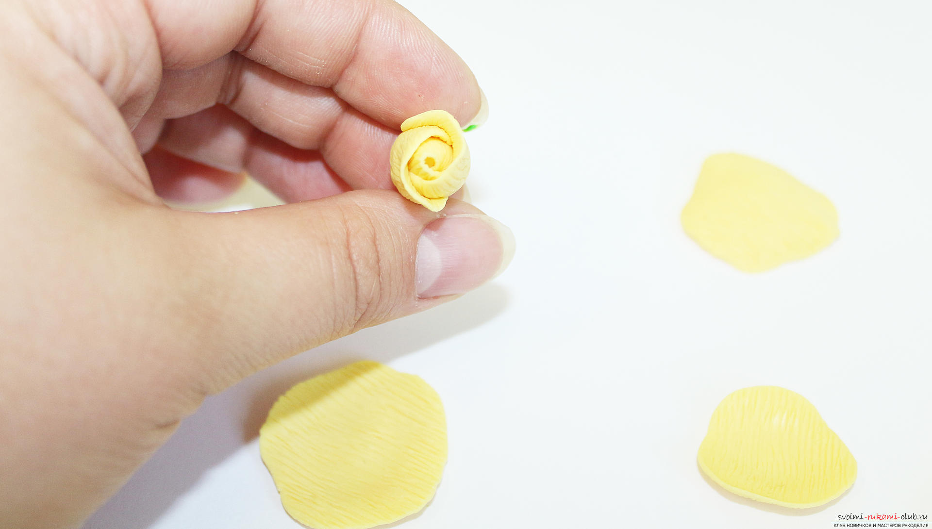 This detailed master class with a photo and description will teach you how to make your own flowers from polymer clay for a hair clip .. Photo №12
