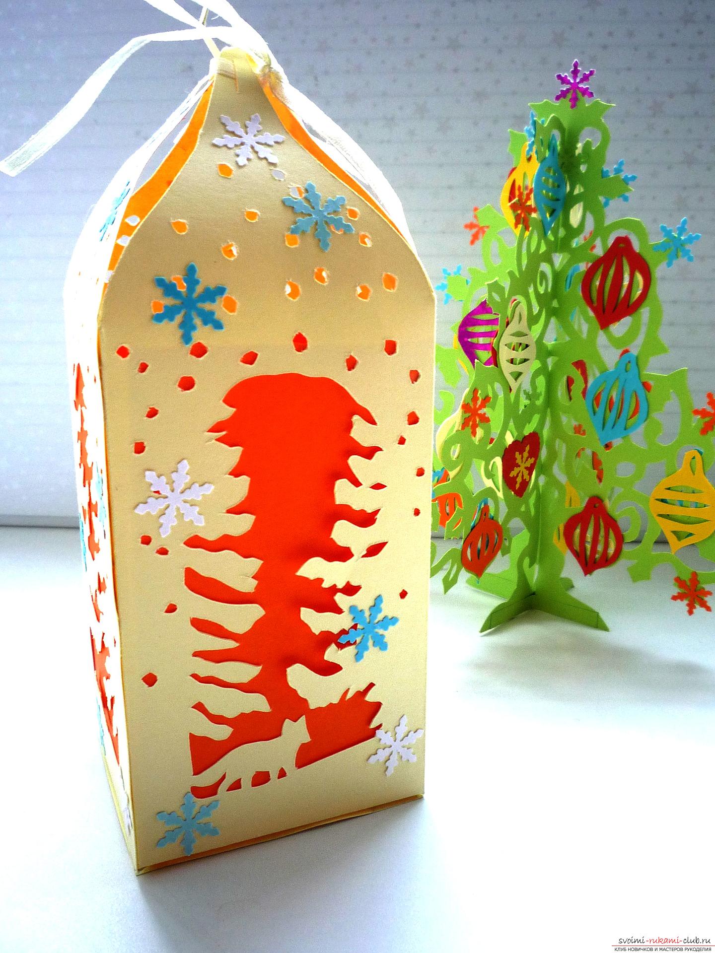 The master class will teach you how to make a New Year's craft - a box for a sweet gift 