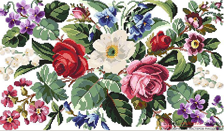 Cross-stitch embroidery of various colors by free schemes. Photo №6