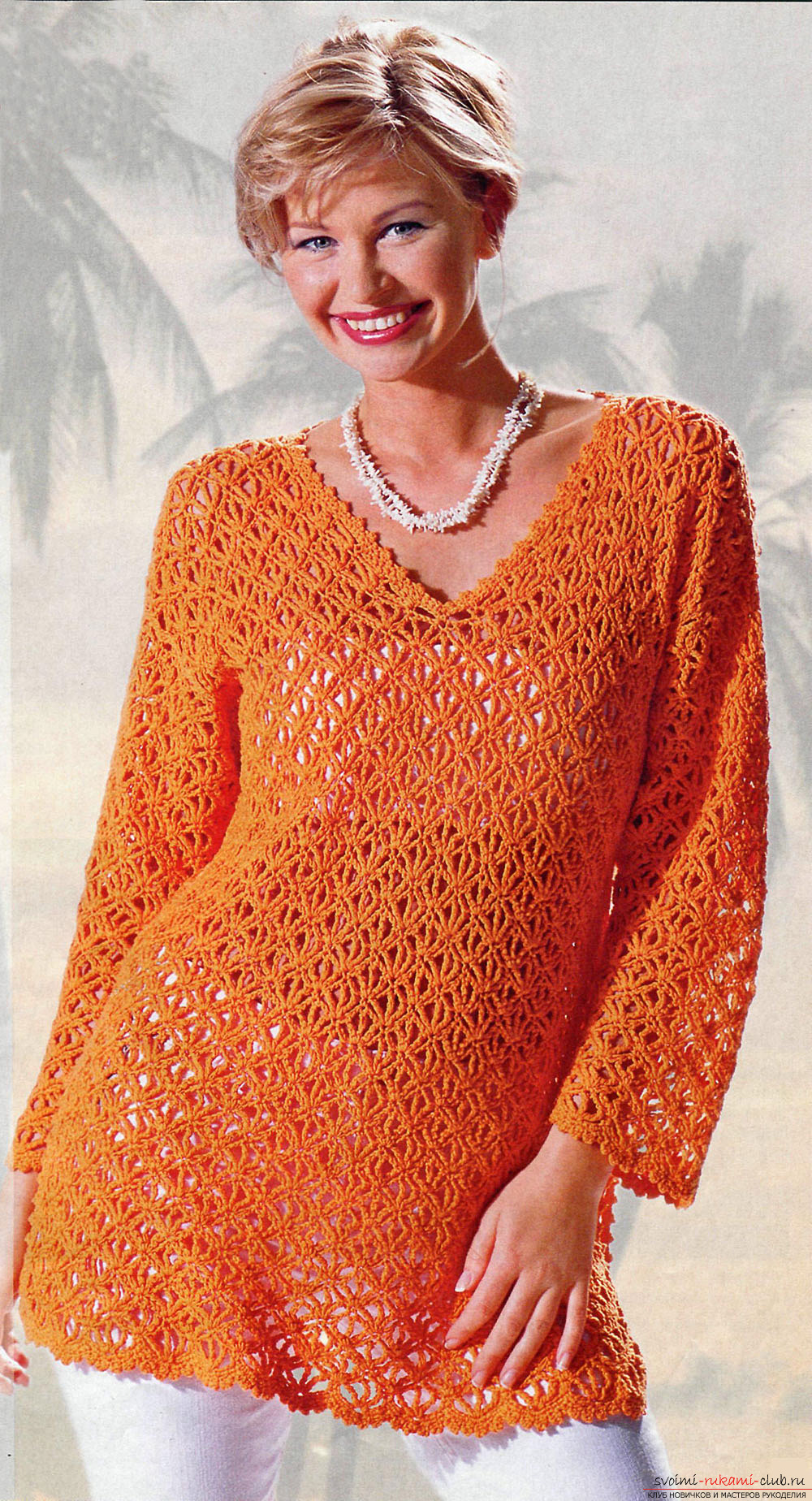 Knitted tunic with knitting needles. Photo №4