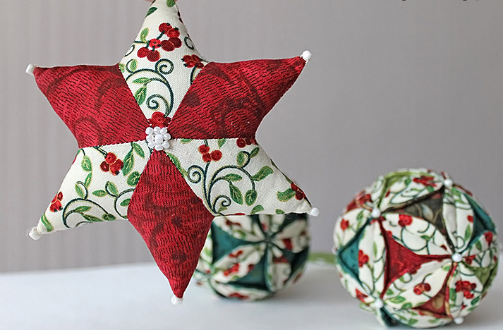 Christmas toys made of patchwork fabric