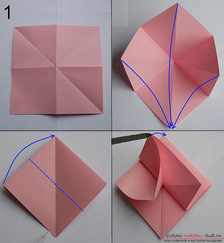 Хартиена роза в техниката на оригами. Снимка # 2