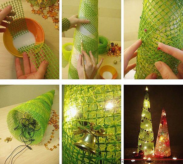 New Year tree with their own hands, Christmas tree of paper, Christmas tree of cloth, how to make a New Year tree, tips, recommendations, step-by-step photos .. Photo # 33