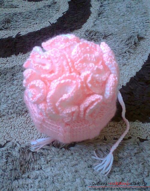 How to crochet a beautiful winter hat with a pompon for a girl, a diagram and a description of the work, a photo of the finished product. Photo №6