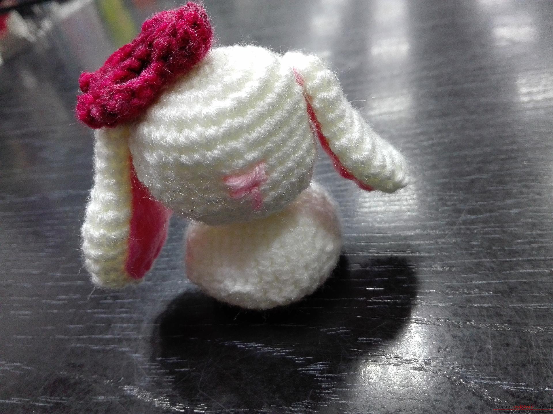 The master class will teach you how to create your own crocheted crocheted hare. Photo №1
