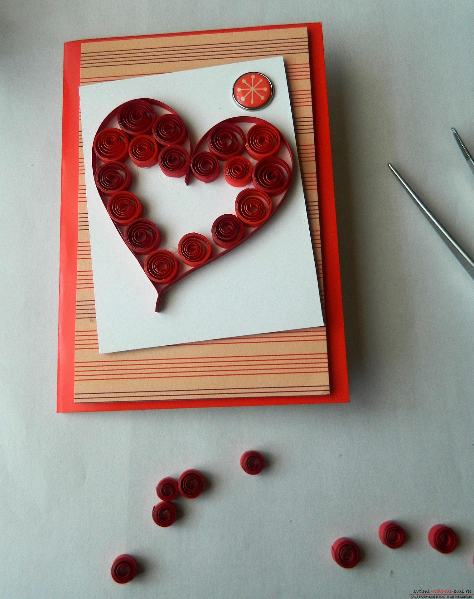 This master class will teach you how to make your own valentine in the quilling technique .. Photo # 14