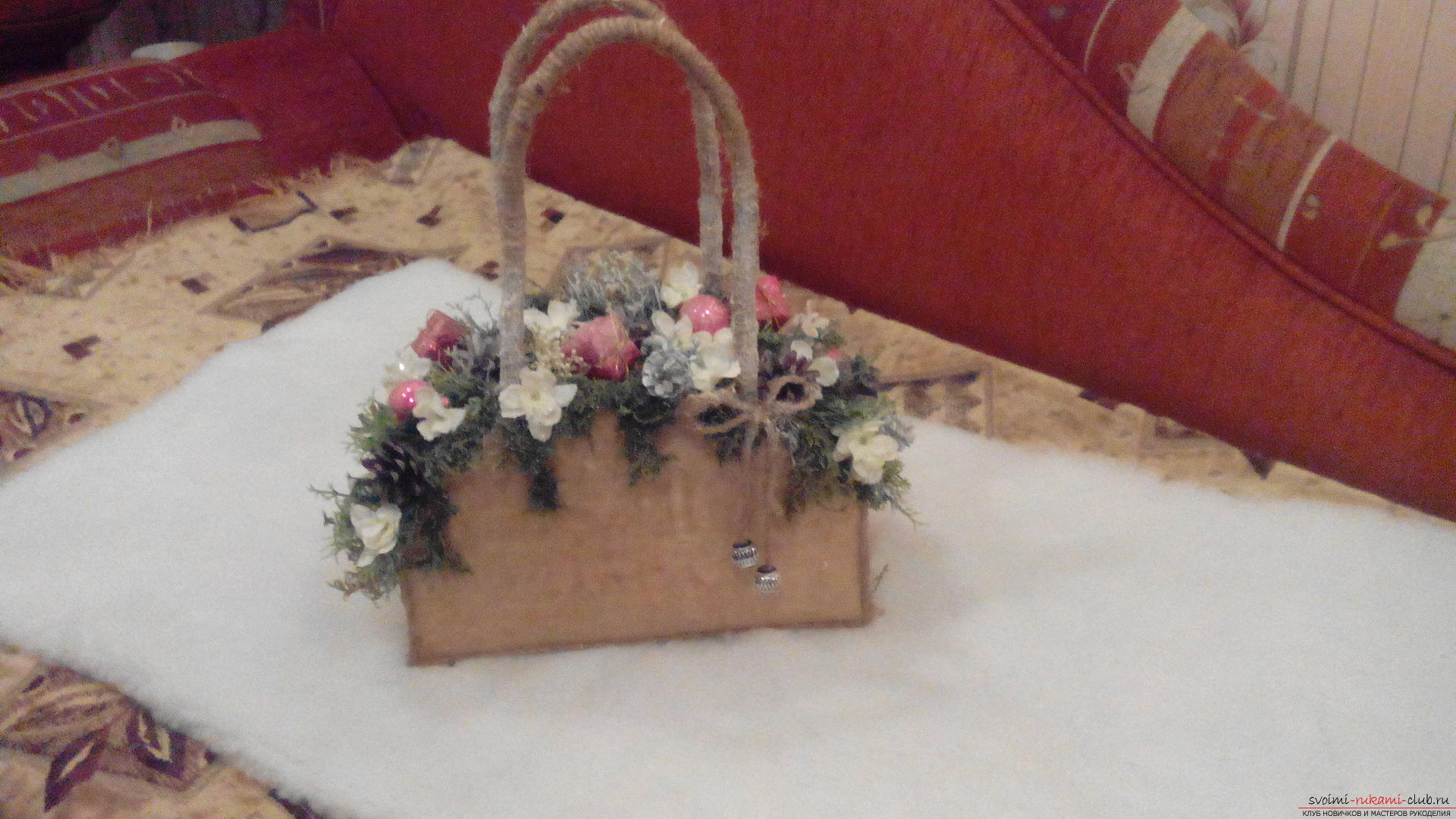 Handbag with flowers for a crafts contest in 2015. Photo №1