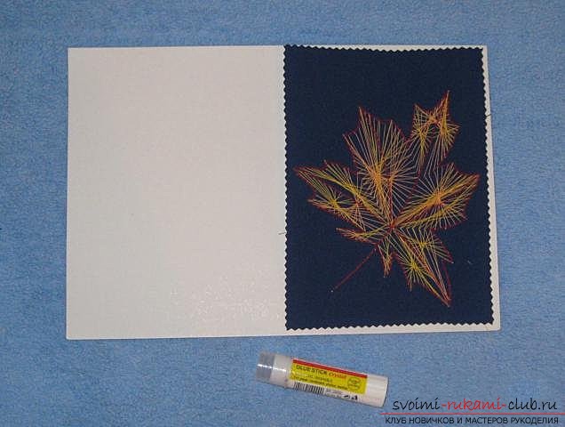 We embroider the autumn leaf in the technique of "isolate". Photo Number 21
