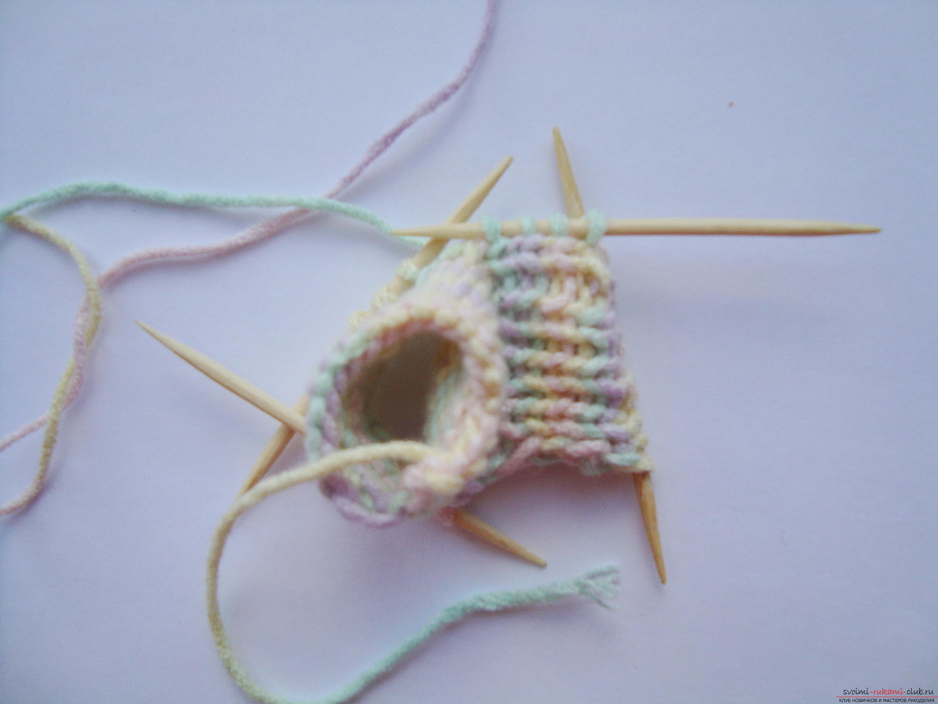 Knitted socks knitted on toothpicks - step by step instruction. Photo Number 11