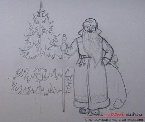 A lesson of New Year drawing of the Snow Maiden and Santa Claus. Photo №5