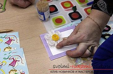 How to make a flower arrangement in the technique of quilling for a postcard? Master Class. Picture №10
