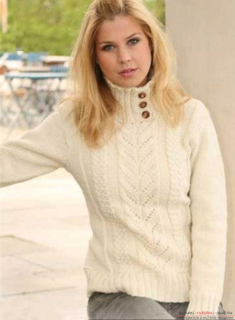 knitted knitting needles beautiful female jumper. Photo # 2