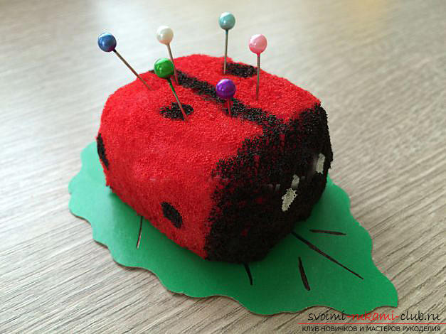 How to make a gift by March 8 with your own hands - a ladybug from a foam sponge. Photo №1