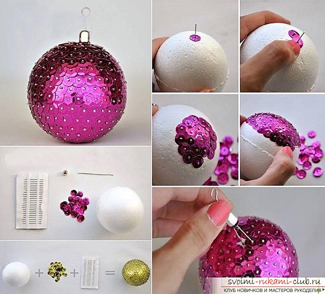 How to make Christmas trees: balls, snowflakes and much more with their own hands, master classes to create Christmas tree toys with step-by-step photos and descriptions. Photo №8